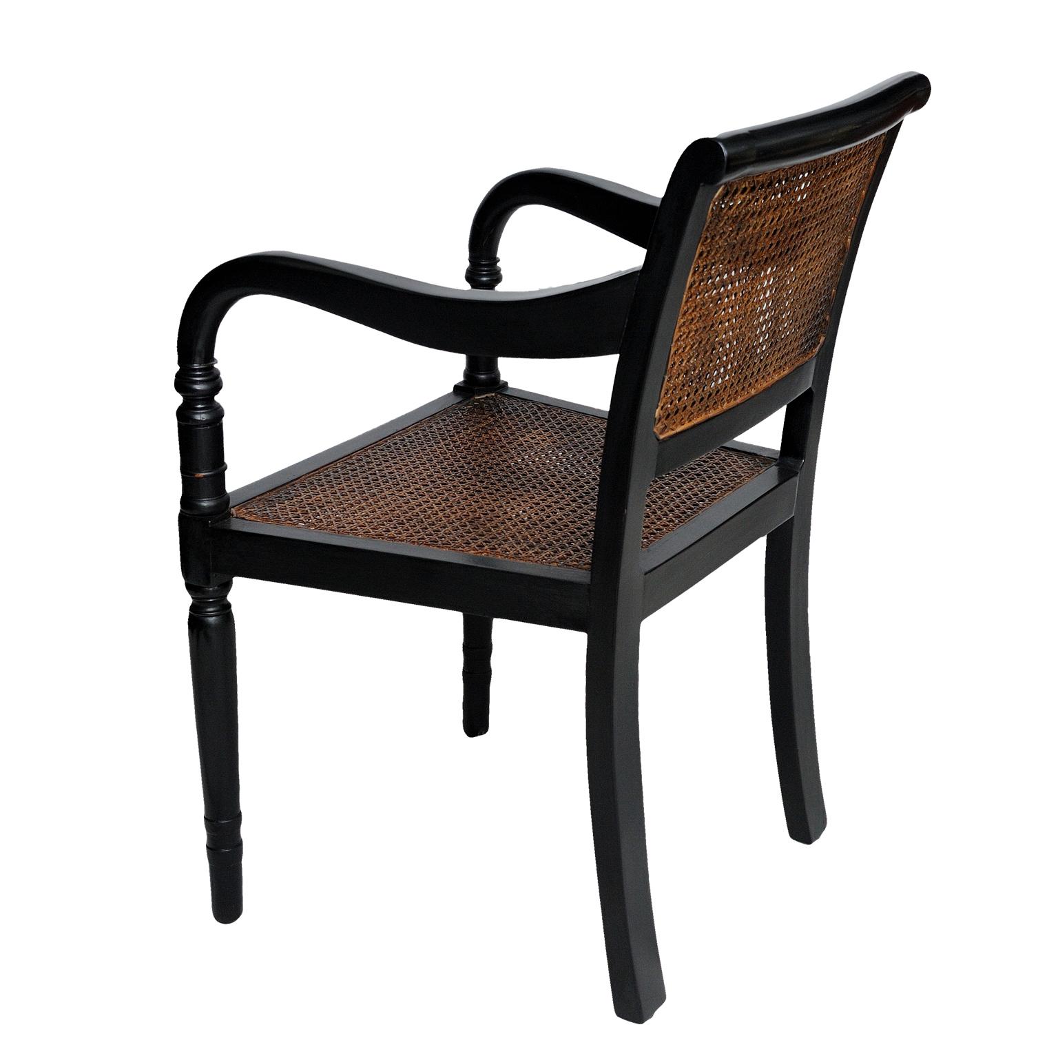 Anglo-Indian Anglo Indian Ebonized Desk/Open Armchair, circa 1880 For Sale