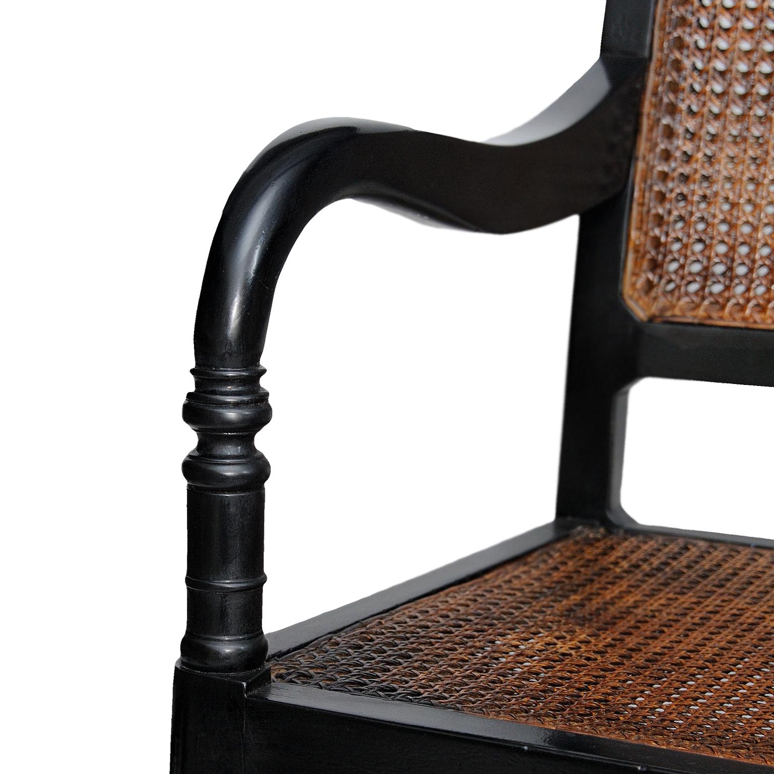 Late 19th Century Anglo Indian Ebonized Desk/Open Armchair, circa 1880 For Sale