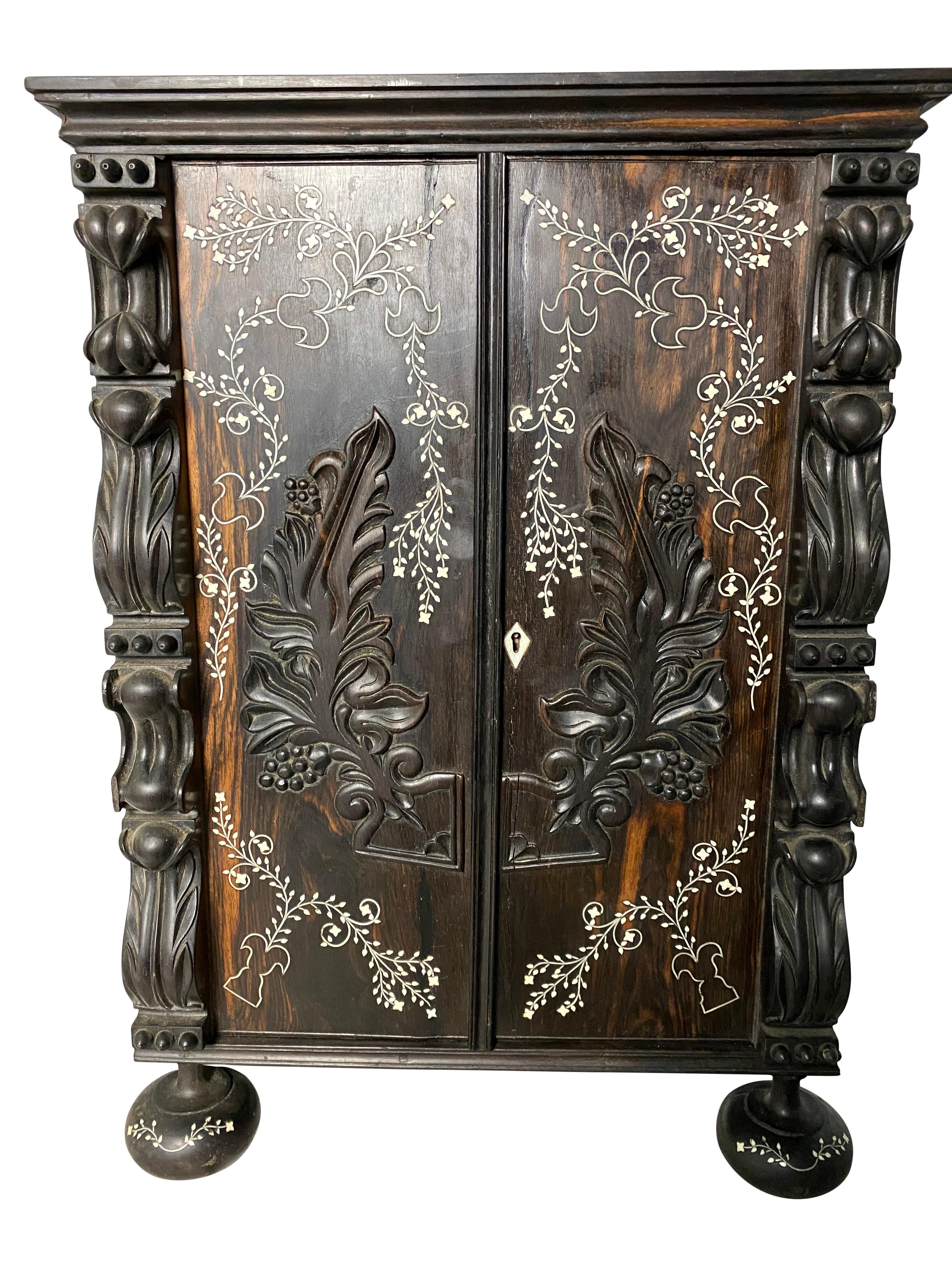 Anglo-Indian Ebony Inlaid Cabinet, 19th Century For Sale 6