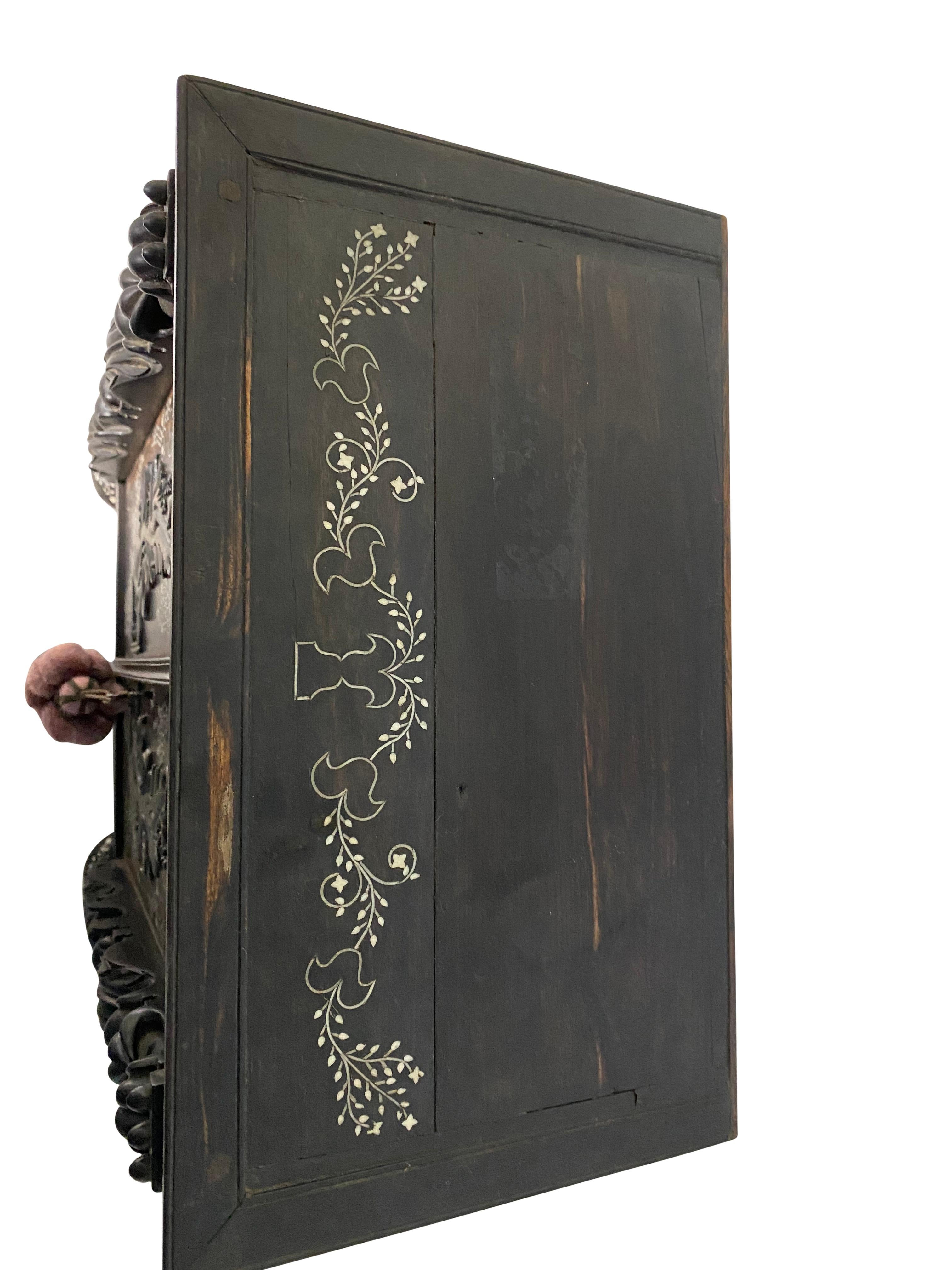 Anglo-Indian Ebony Inlaid Cabinet, 19th Century For Sale 8