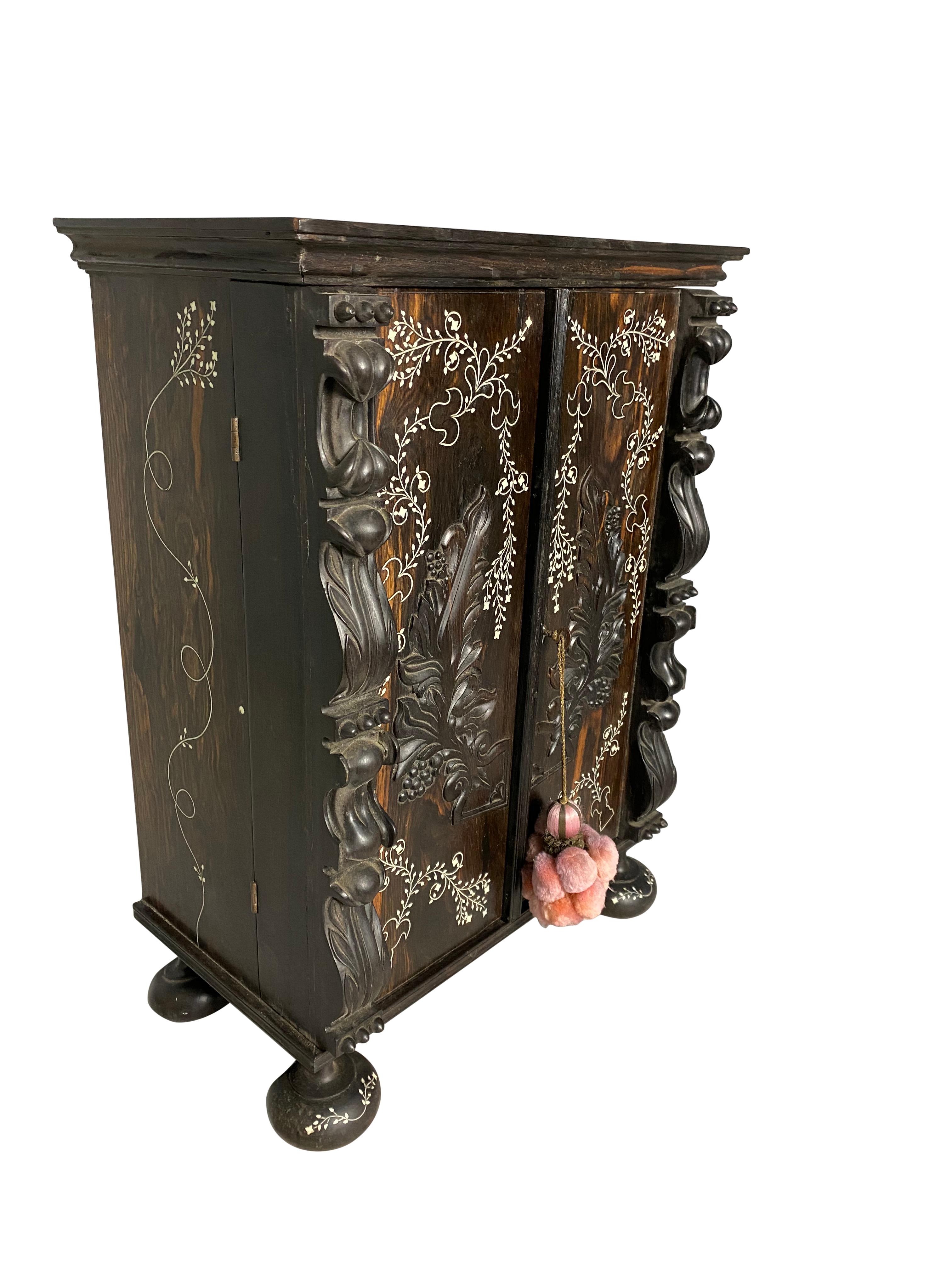 Anglo-Indian Ebony Inlaid Cabinet, 19th Century In Good Condition For Sale In London, GB