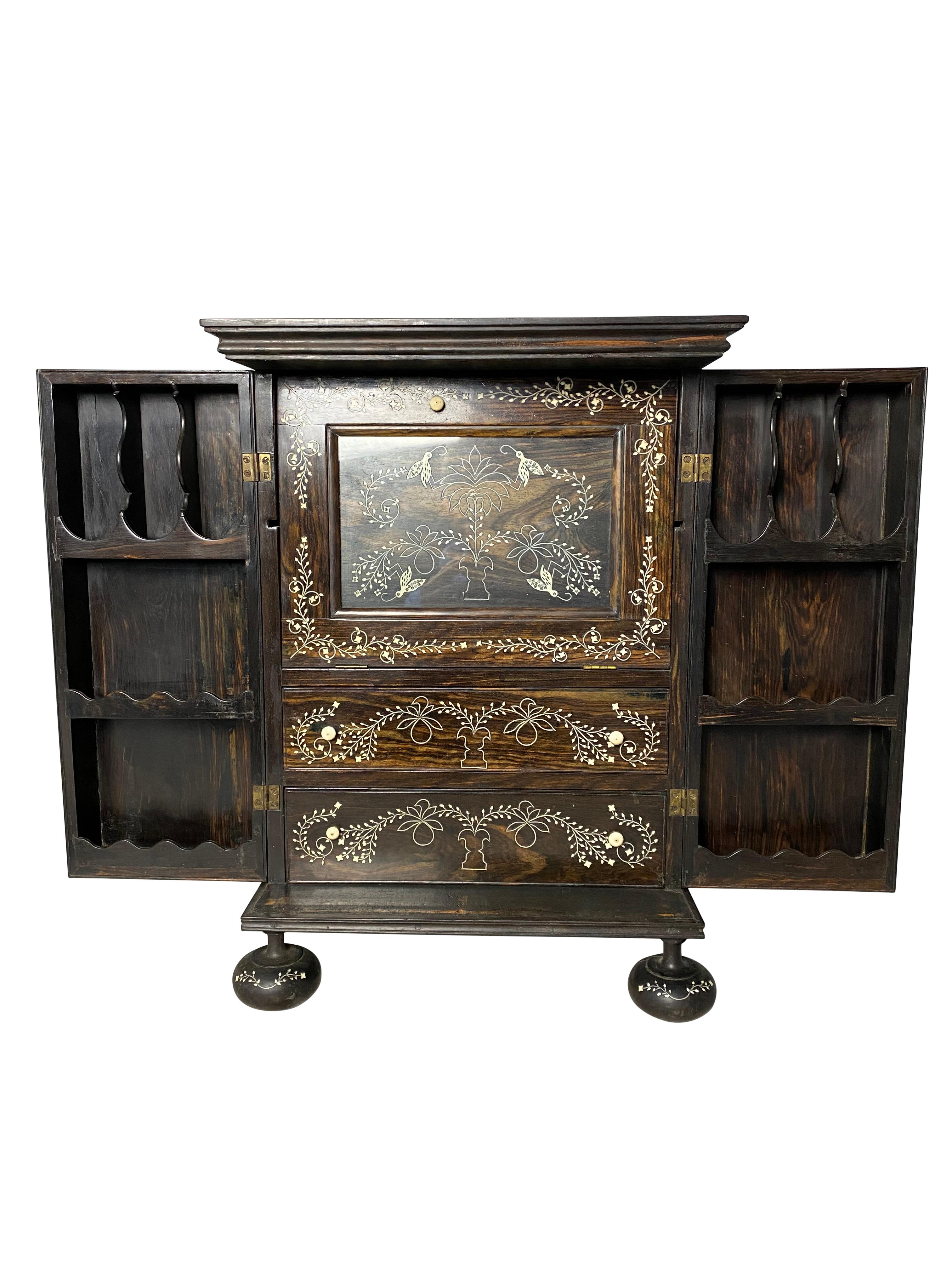 Anglo-Indian Ebony Inlaid Cabinet, 19th Century For Sale 1