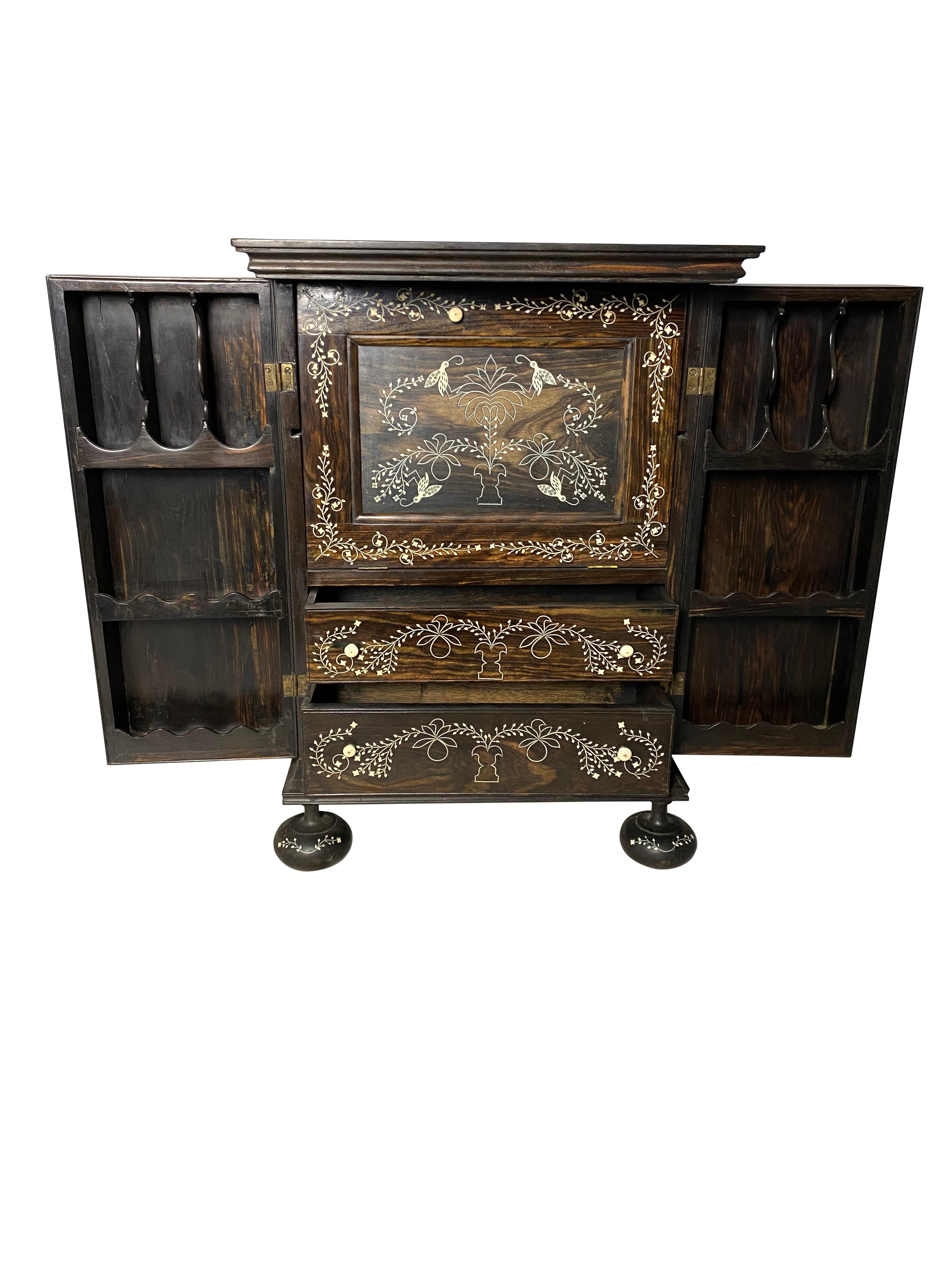 Anglo-Indian Ebony Inlaid Cabinet, 19th Century For Sale 2