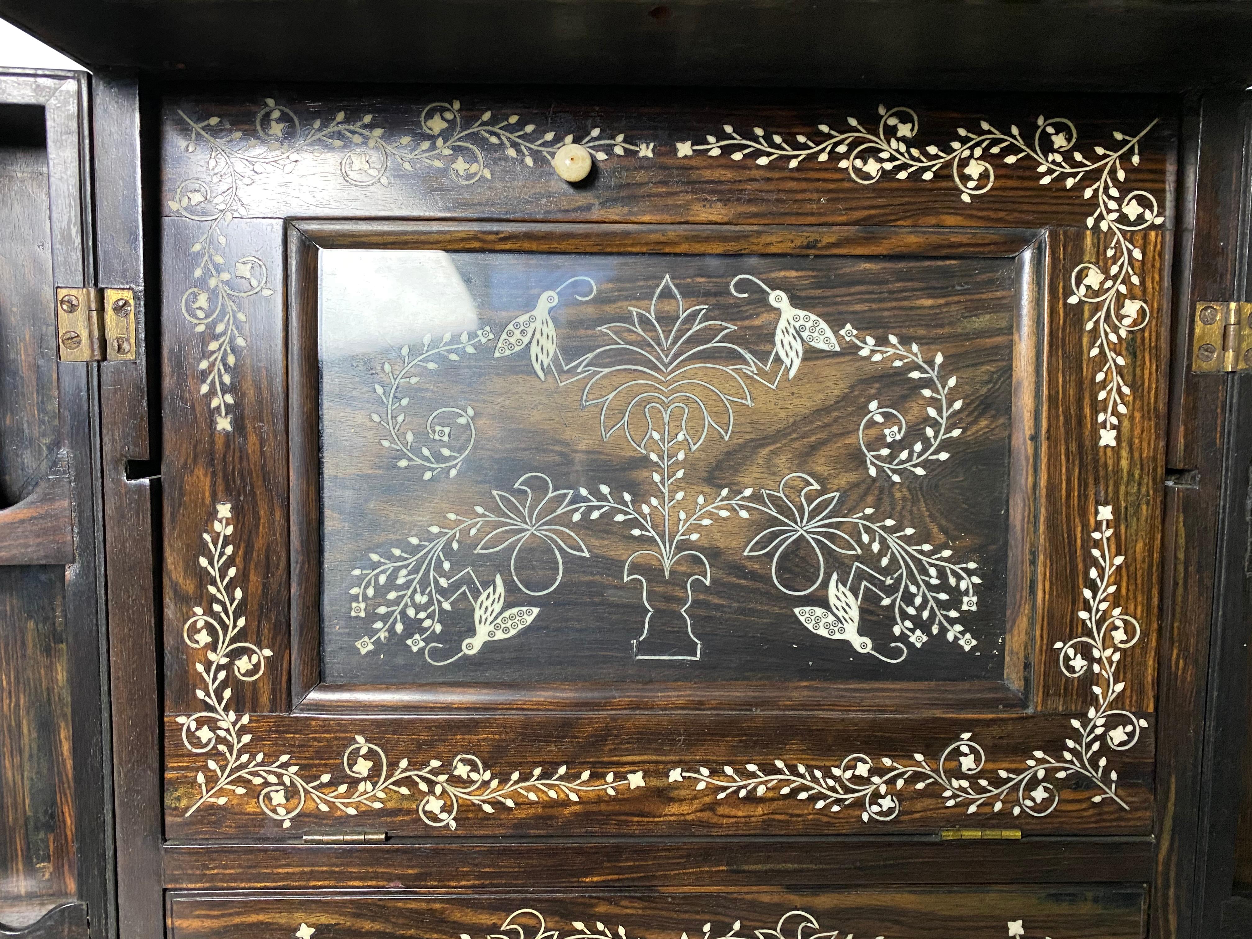 Anglo-Indian Ebony Inlaid Cabinet, 19th Century For Sale 4