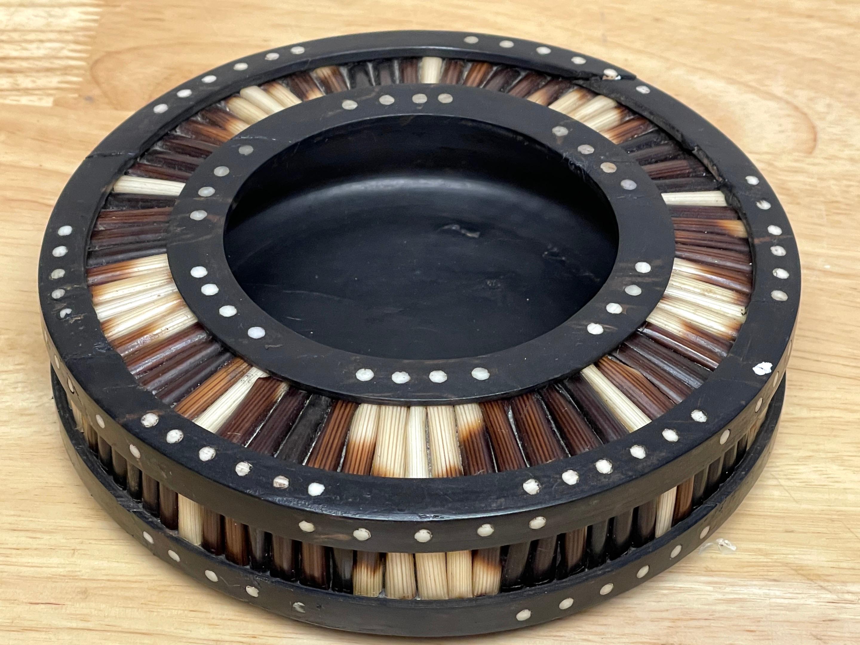 Anglo-Indian Anglo, Indian Ebony & Porcupine Quill Inlaid Vide-Poche