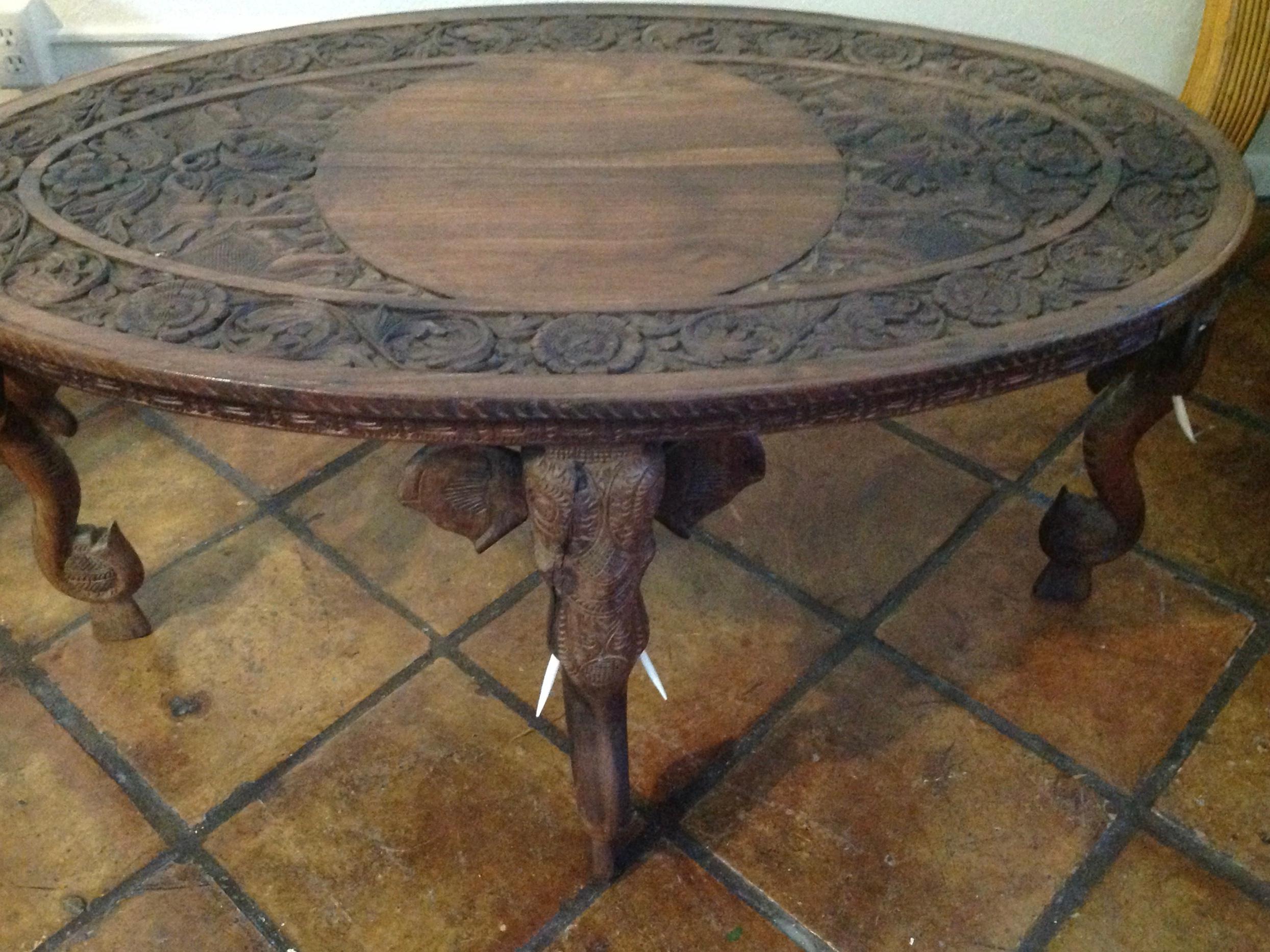wood elephant table