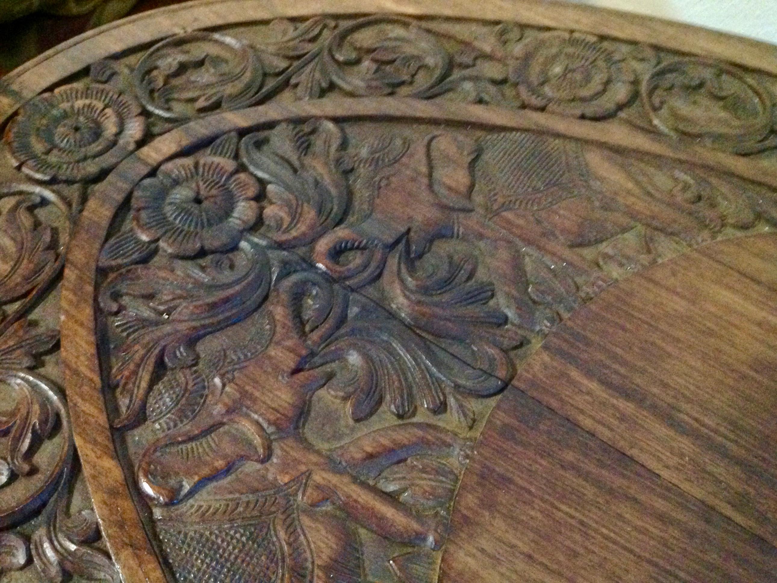 Hand-Carved Anglo-Indian Elephant Motif Coffee Table