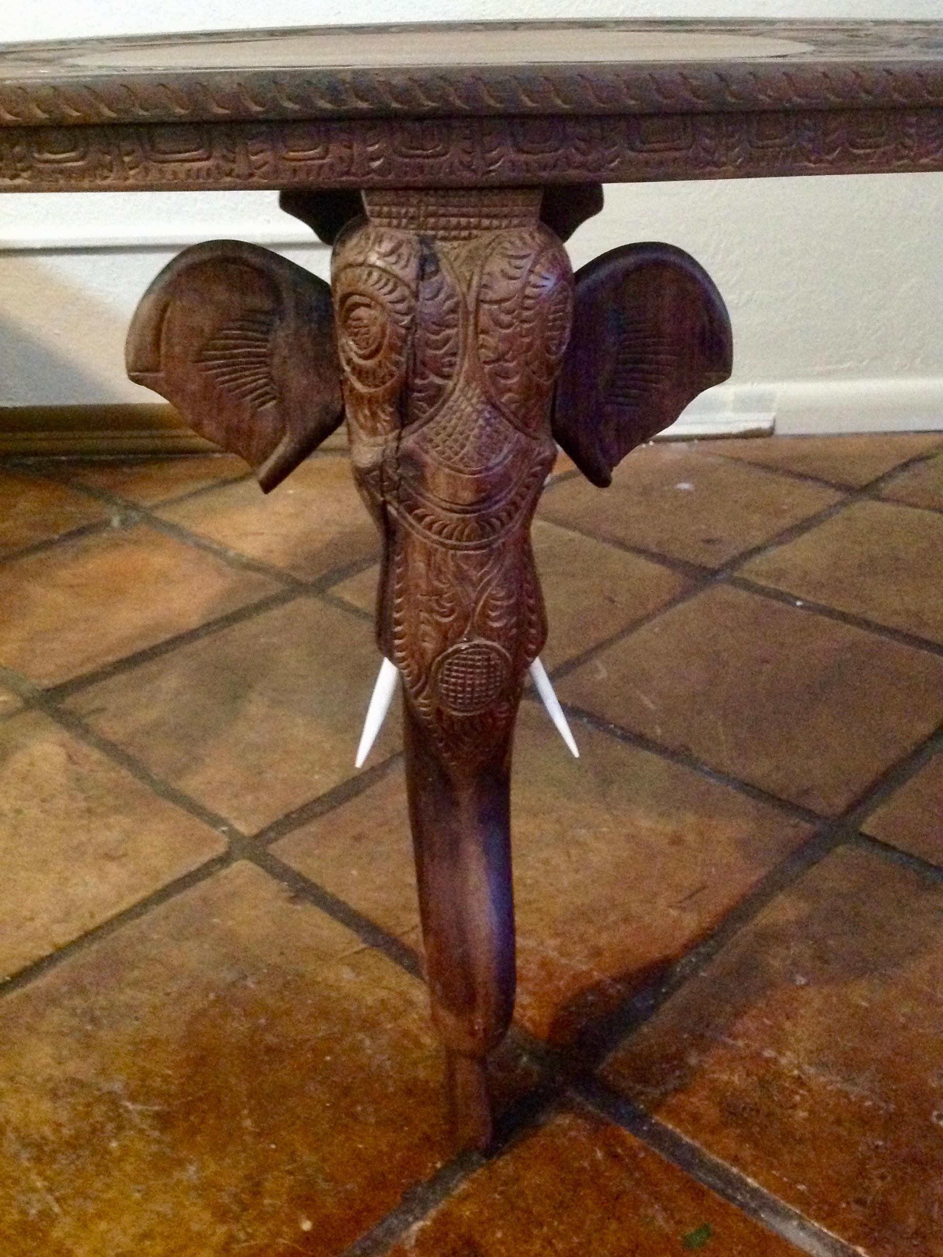 Hardwood Anglo-Indian Elephant Motif Coffee Table