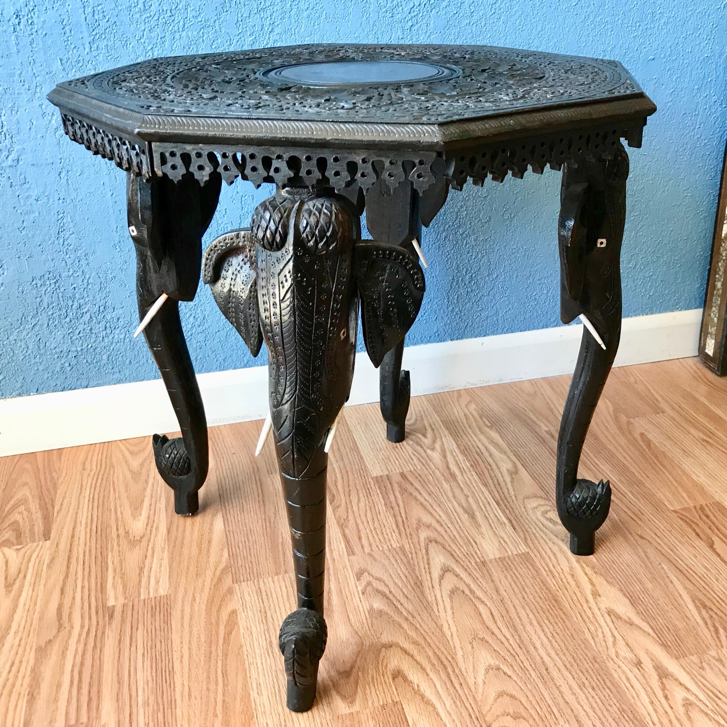 Anglo - Indian Elephant Motif Table In Good Condition In West Palm Beach, FL