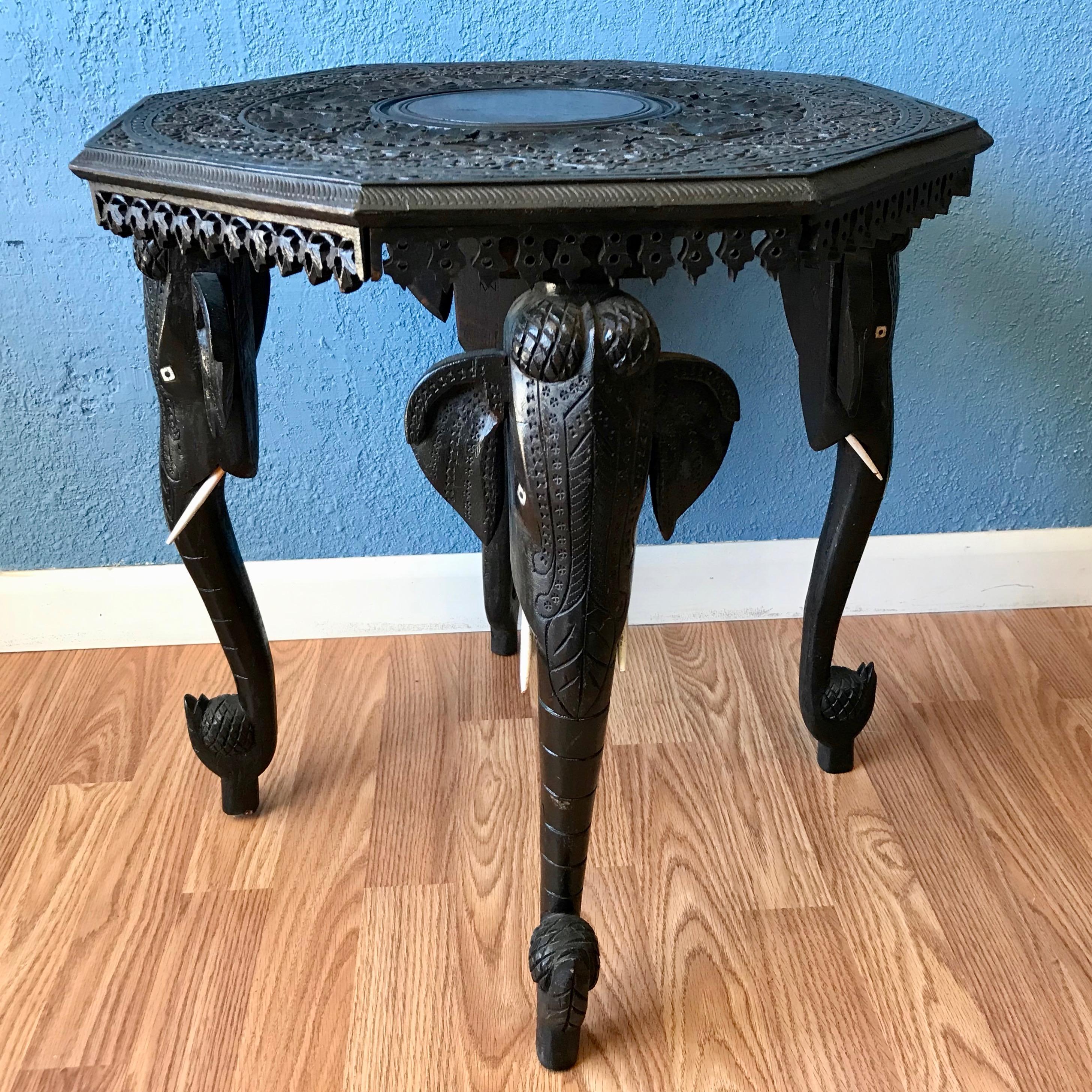 20th Century Anglo - Indian Elephant Motif Table