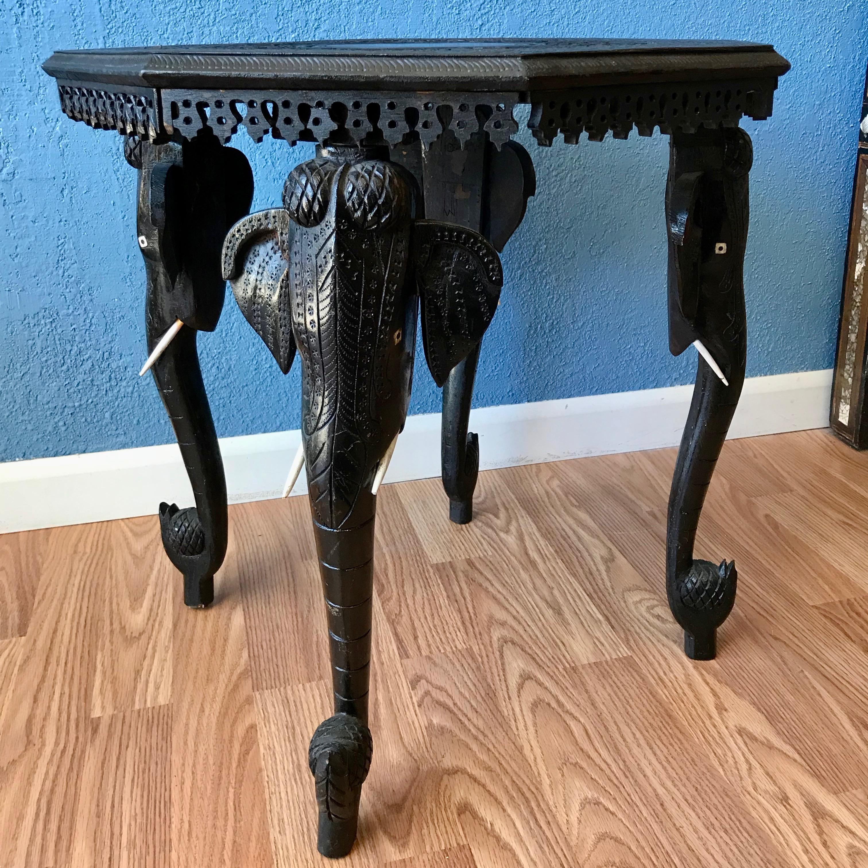 Wood Anglo - Indian Elephant Motif Table