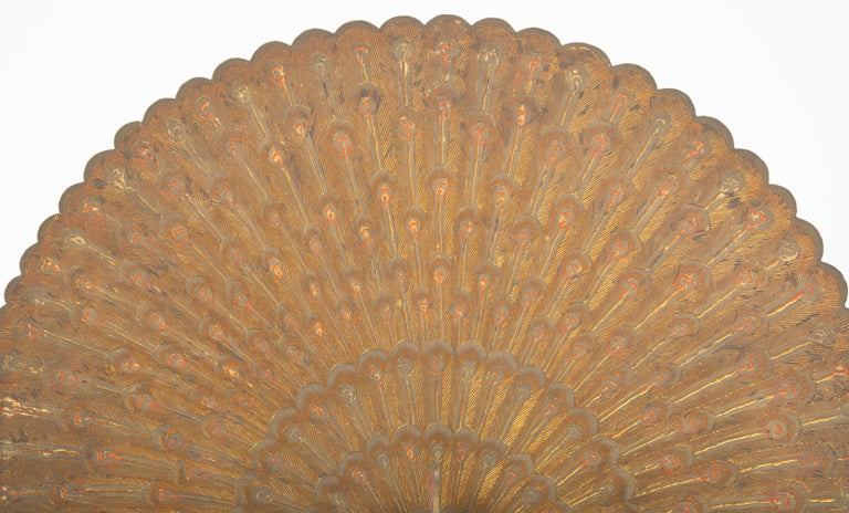 Anglo-Indian Etched and Painted Brass Peacock For Sale at 1stDibs