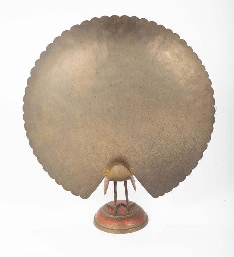 Anglo-Indian Etched and Painted Brass Peacock For Sale at 1stDibs