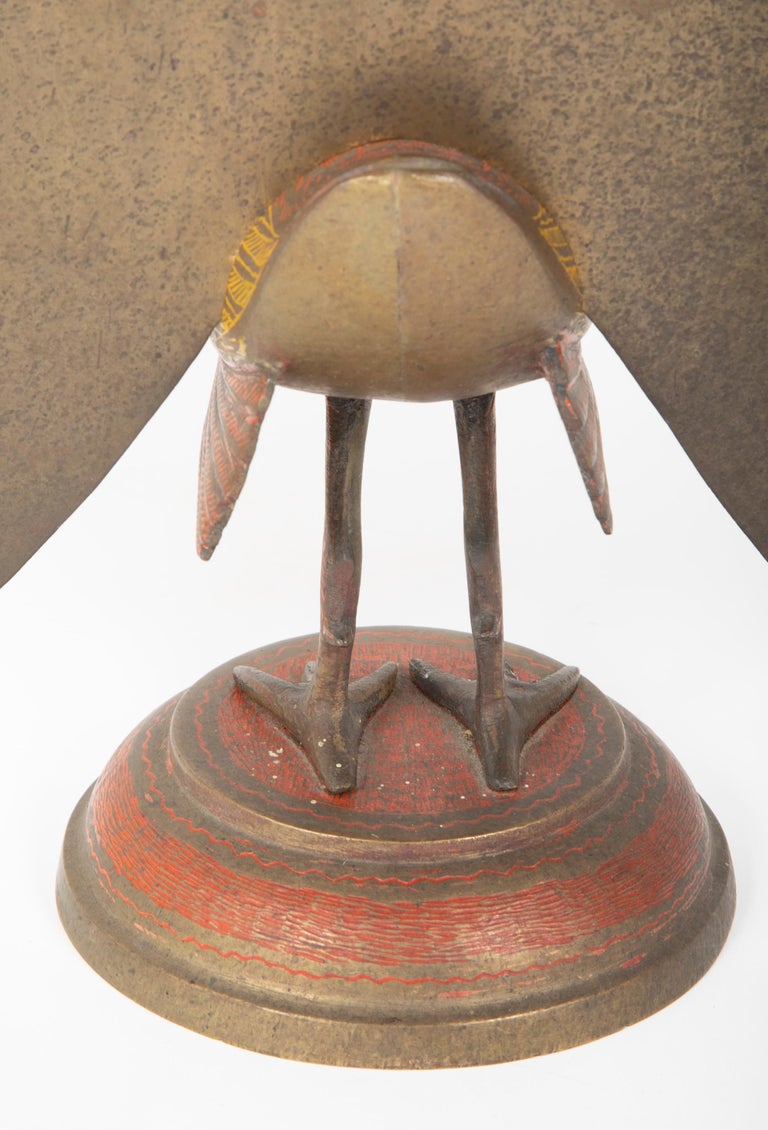 Anglo-Indian Etched and Painted Brass Peacock For Sale at 1stDibs