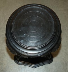 ANGLO INDIAN EXPORT CIR 1920 EBONISED ELEPHANT JARDINIERE PLANT STAND SiDE TABLE