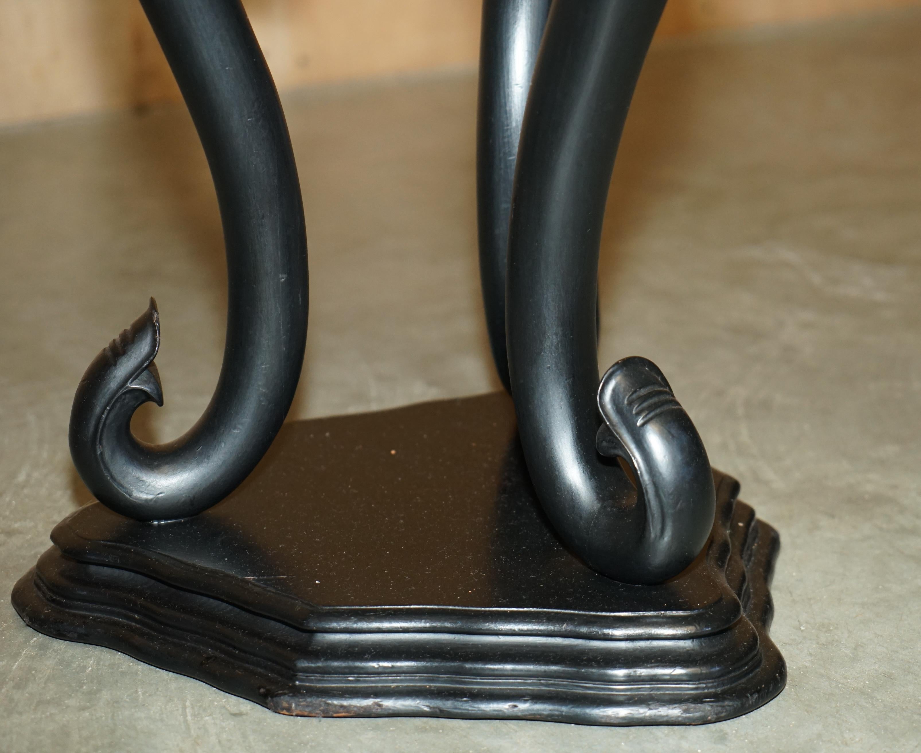 Wood ANGLO INDIAN EXPORT CIR 1920 EBONISED ELEPHANT JARDINIERE PLANT STAND SiDE TABLE For Sale