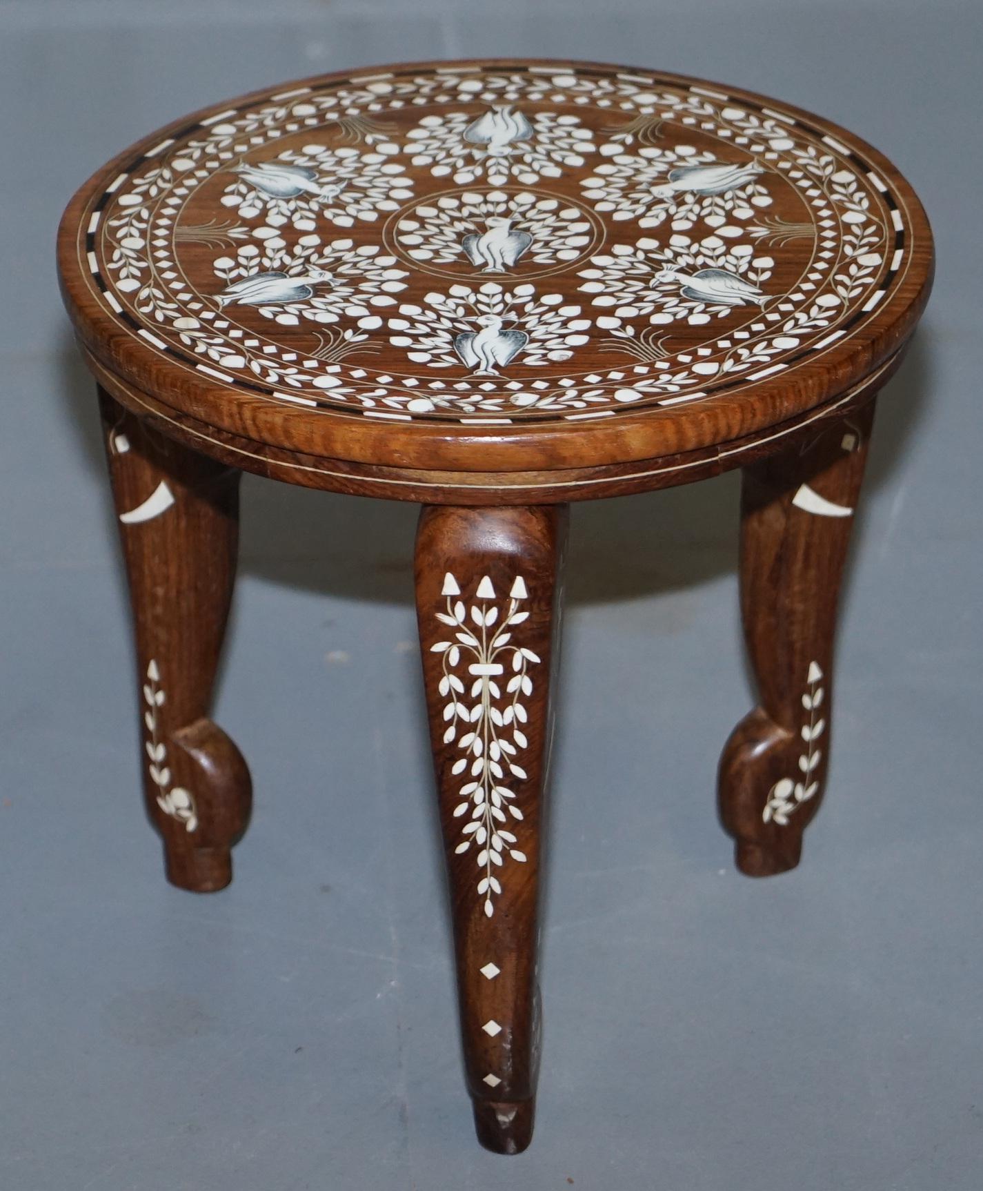We are delighted to offer for sale this stunning small Anglo Indian hand carved Rosewood & inlaid side table

I have two other versions of this table listed under my other items, one is the same as this but much larger and with a picture of the