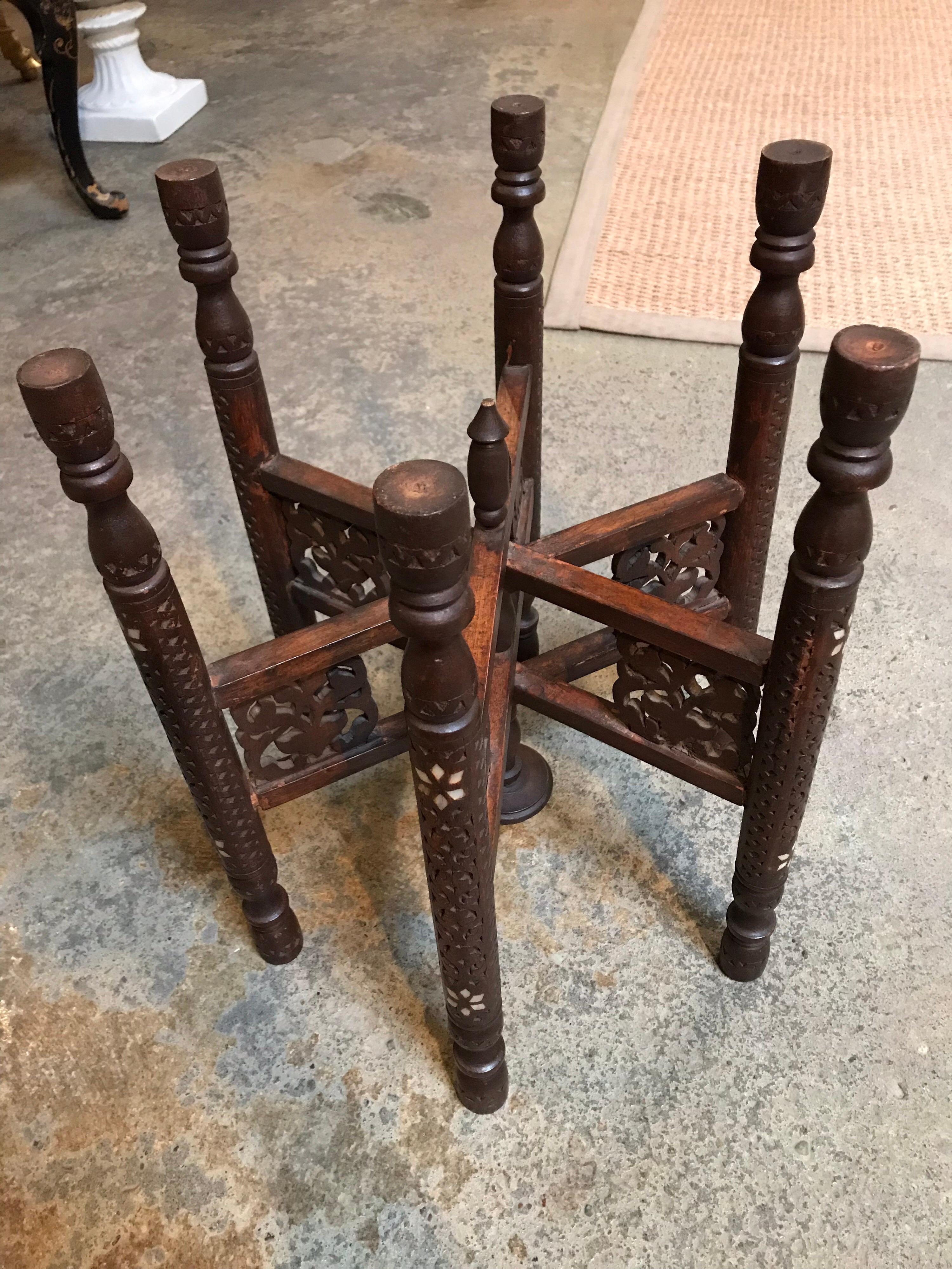 Anglo-Indian Folding Table with Metal Tray 3