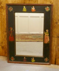 Miroir mural peint d'art populaire anglo-indien