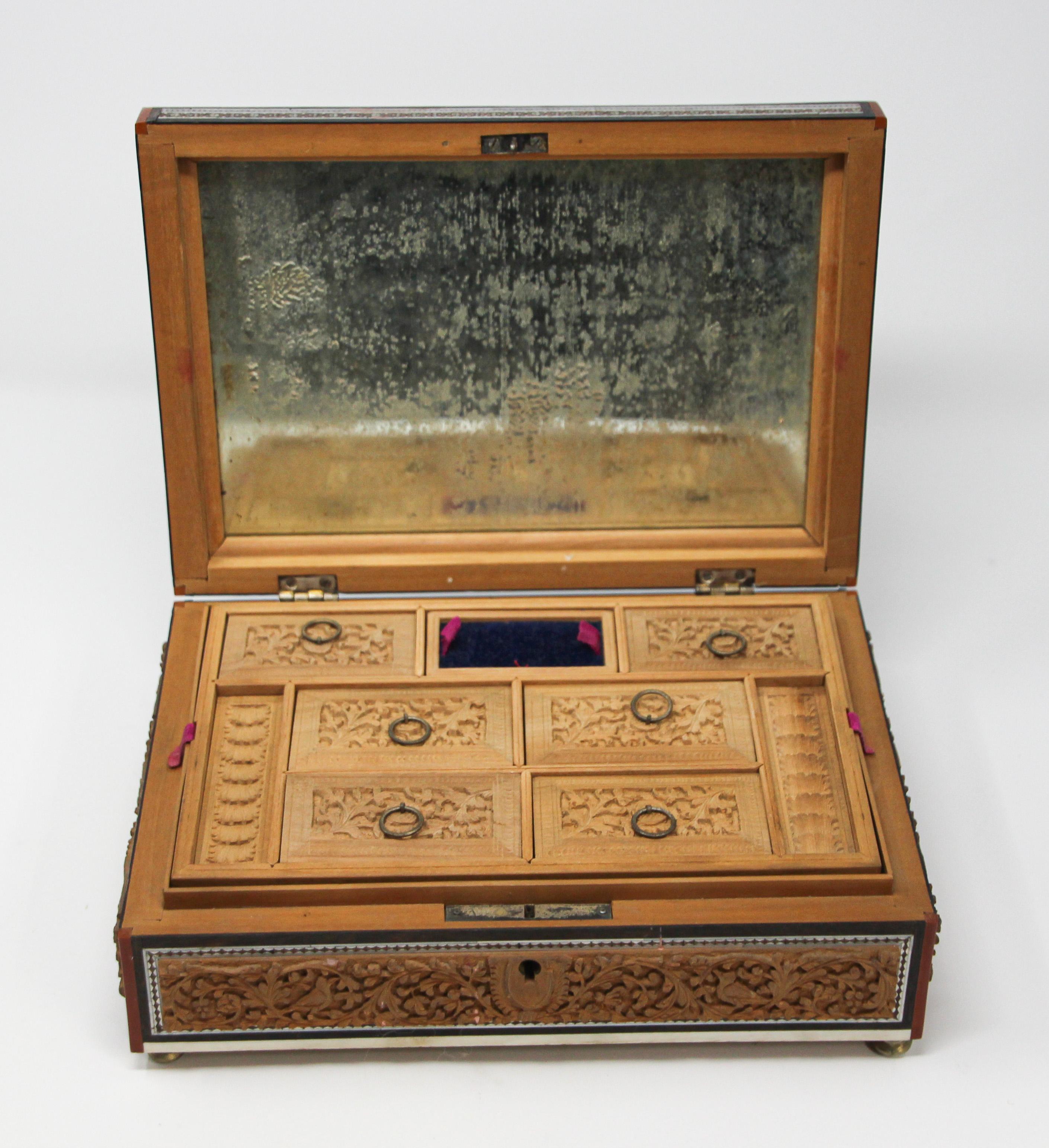 Anglo-Indian Footed Box with Lidded Compartments, 19th Century For Sale 4
