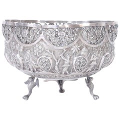 Antique Anglo Indian Footed Silver Bowl