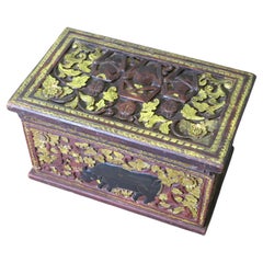 Antique Anglo Indian Gilt and Carved Chest