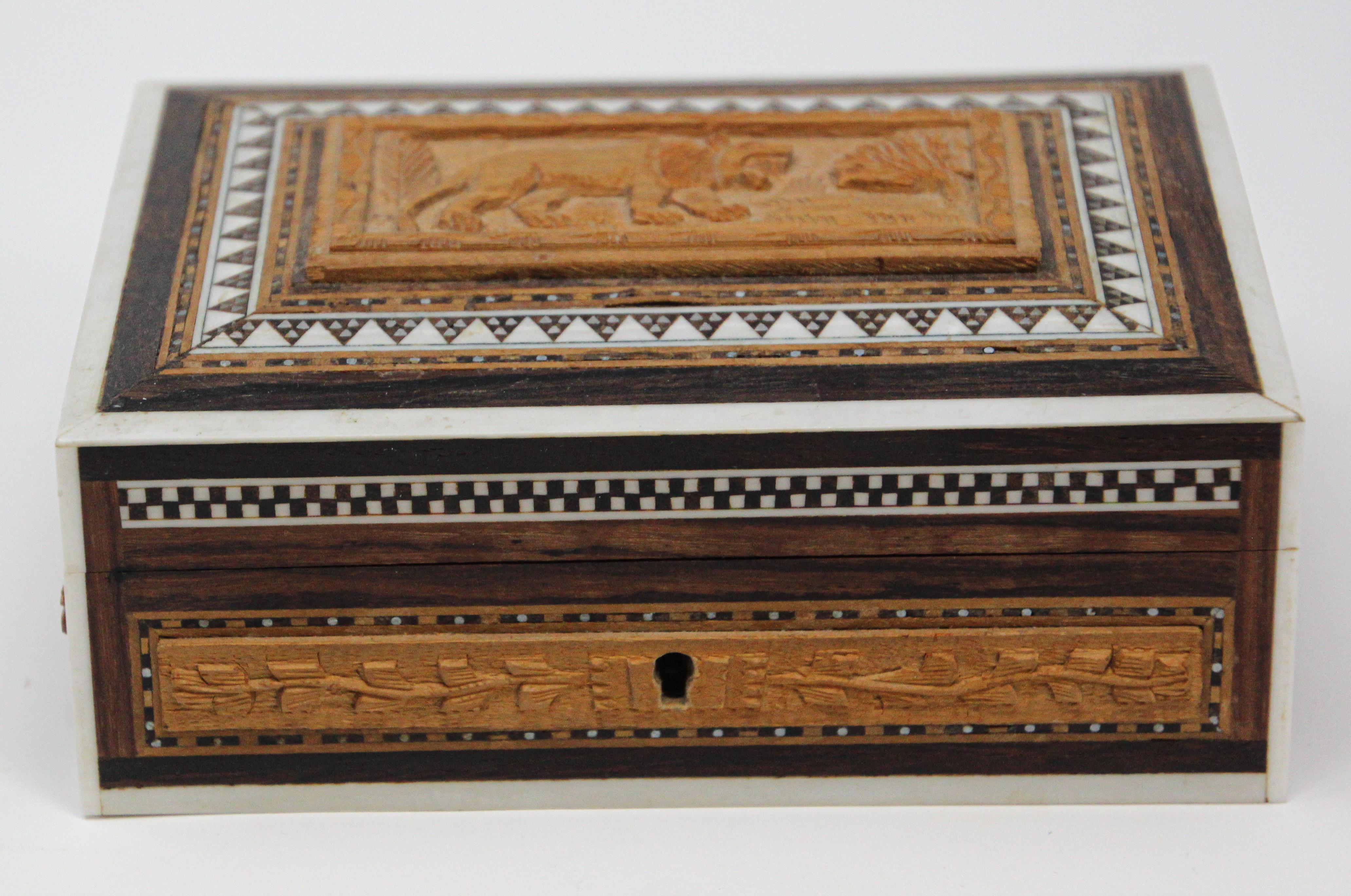 Hand-Carved Anglo-Indian Hand Carved Vizagapatam Mughal Style Box