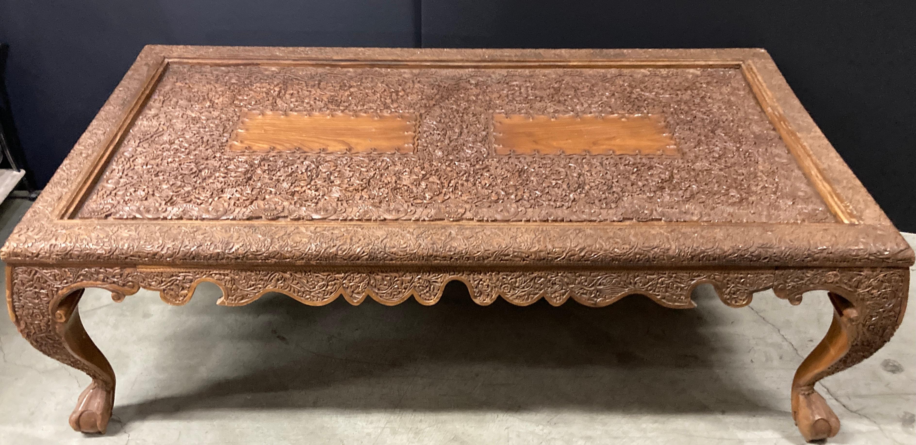 Asian Wood Hand Crafted Coffee Table For Sale 1
