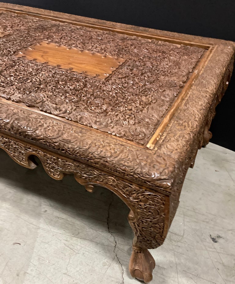 Asian Wood Hand Crafted Coffee Table For Sale 10