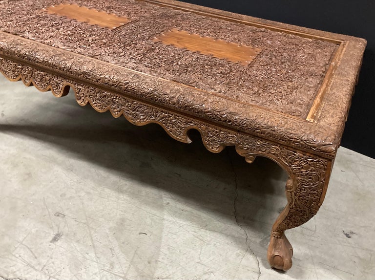 Asian Wood Hand Crafted Coffee Table For Sale 11