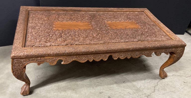 Asian Wood Hand Crafted Coffee Table For Sale 12