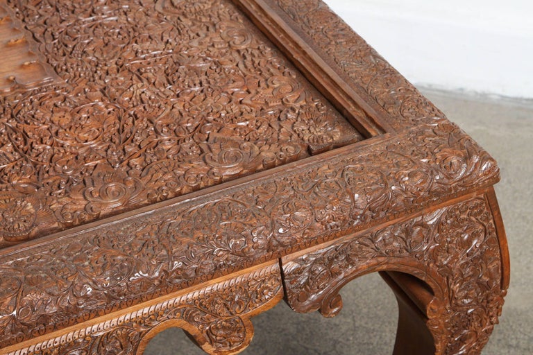 Balinese Asian Wood Hand Crafted Coffee Table For Sale