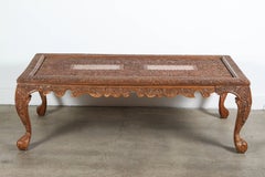 Hand-Carved Asian Balinese Coffee Table, Rectangular Wood Design