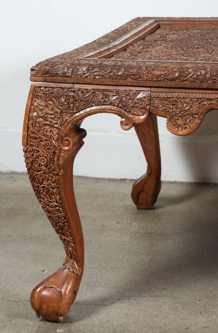 Asian Wood Hand Crafted Coffee Table For Sale 2