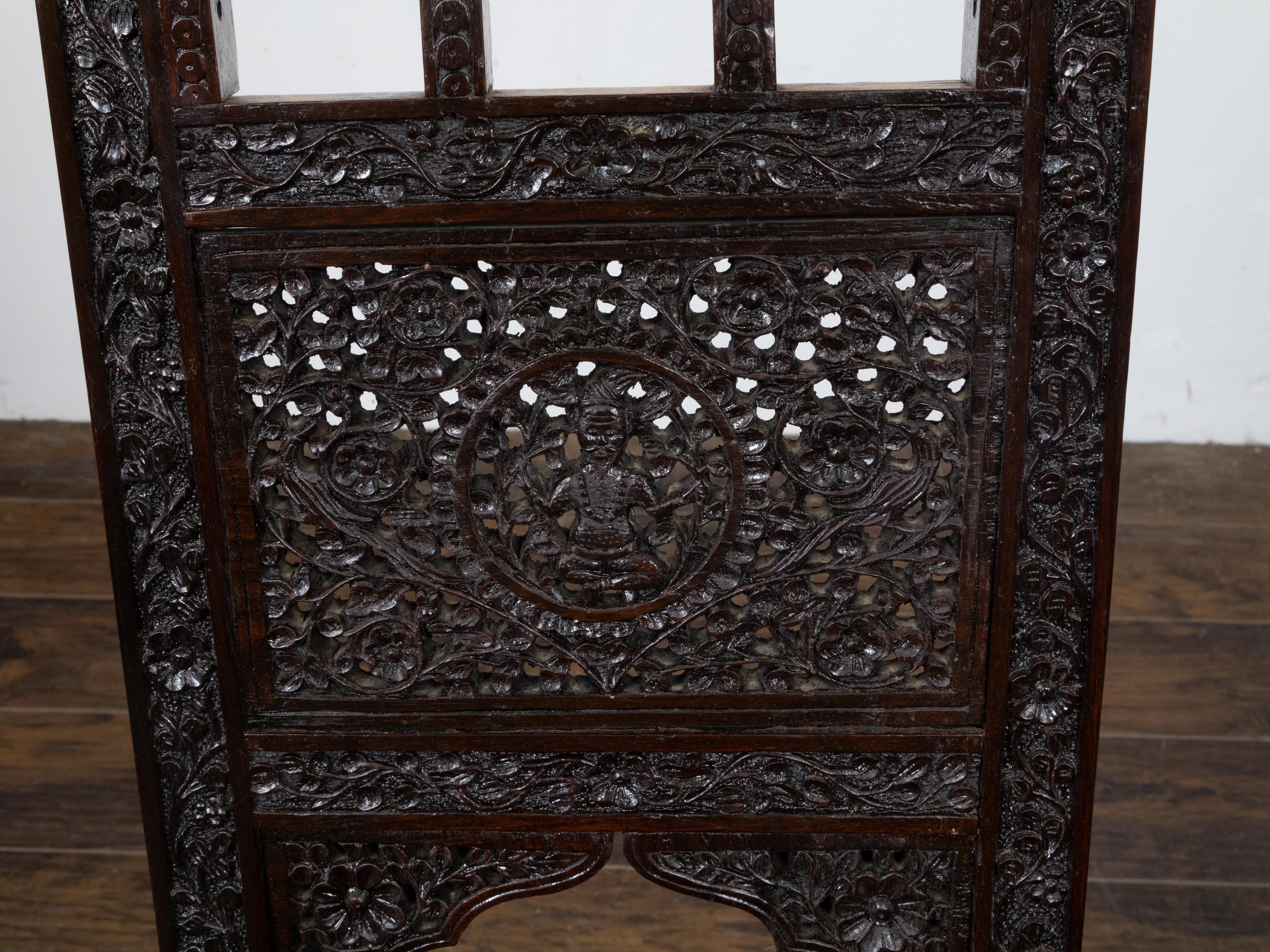 Anglo Indian Hand Carved Side Chair with Richly Carved Floral Motifs, circa 1900 For Sale 4