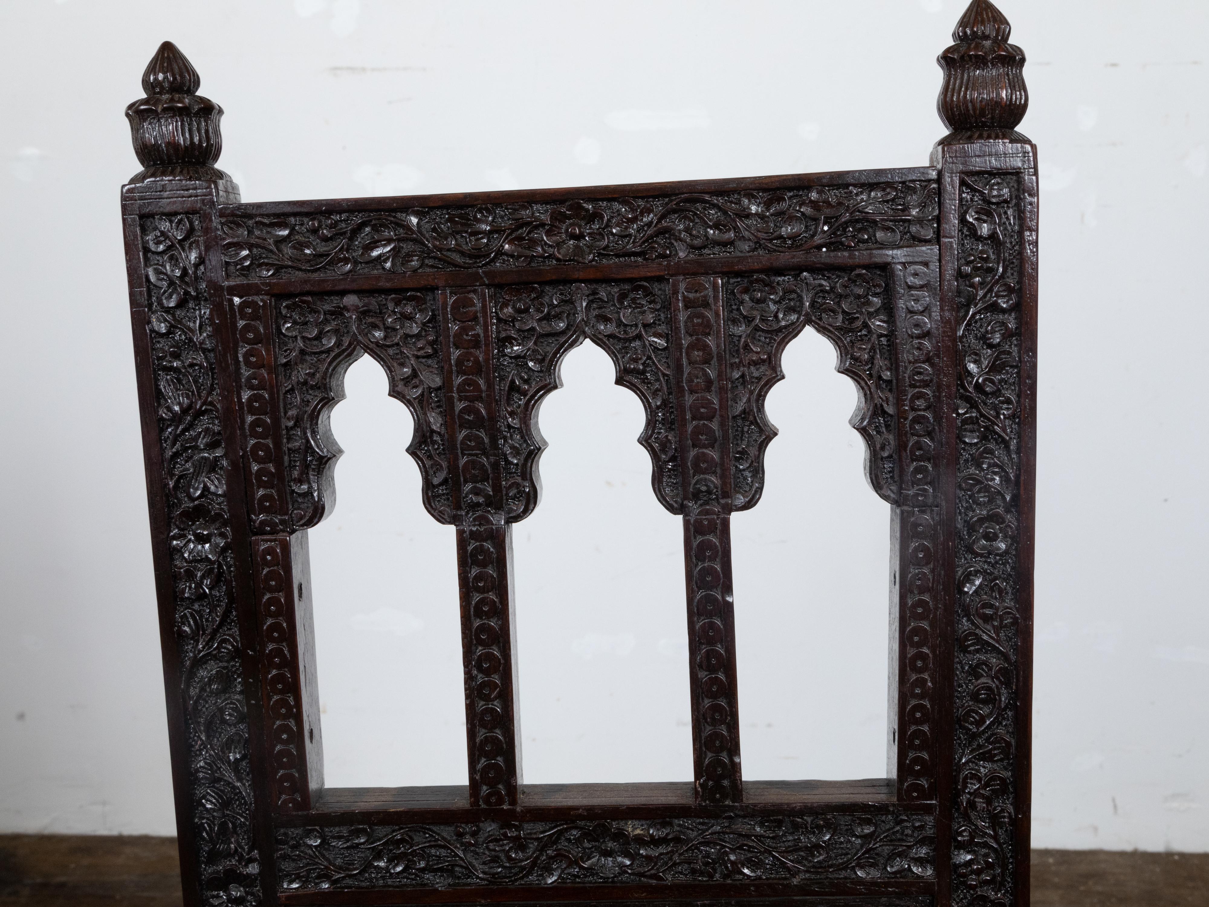 Anglo Indian Hand Carved Side Chair with Richly Carved Floral Motifs, circa 1900 For Sale 5