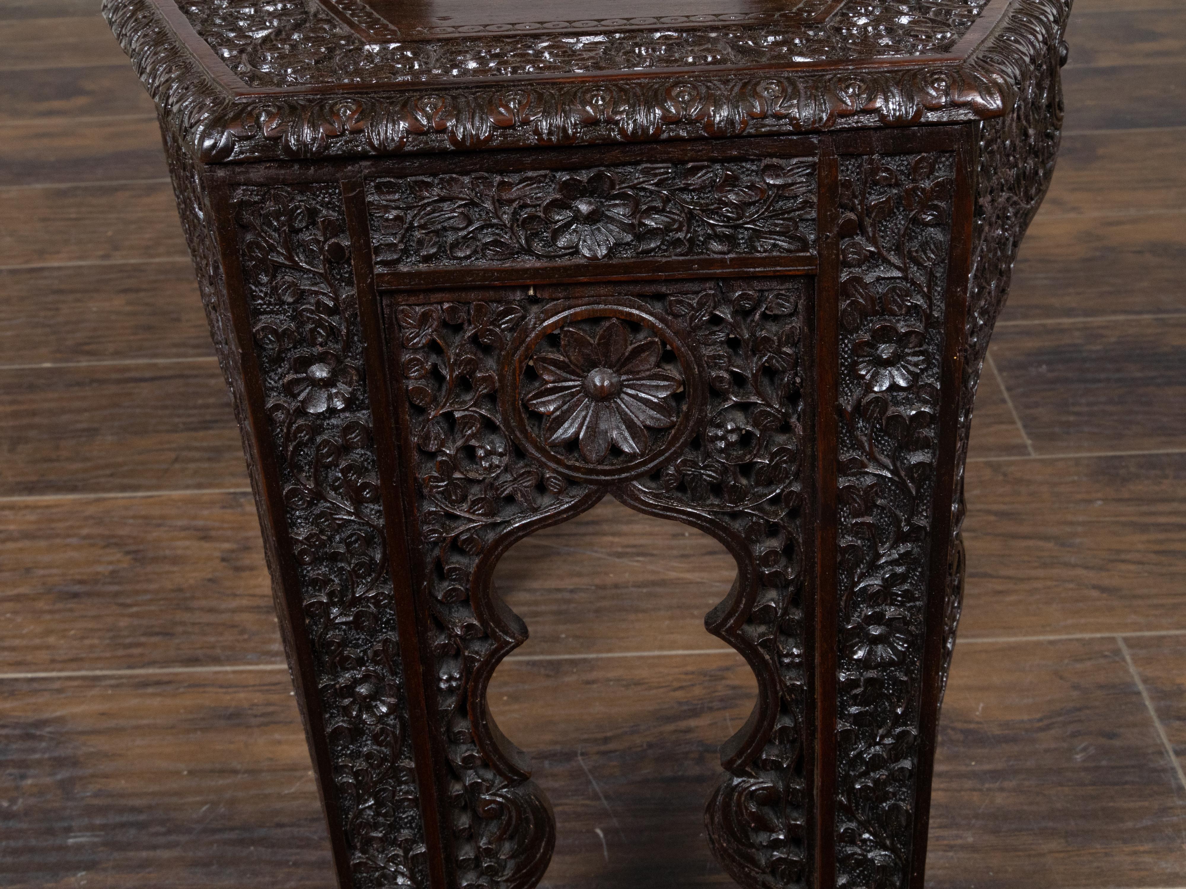 Anglo Indian Hand Carved Side Chair with Richly Carved Floral Motifs, circa 1900 For Sale 2