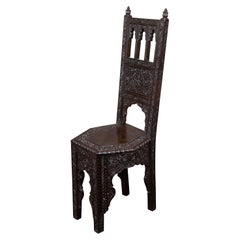 Anglo Indian Hand Carved Side Chair with Richly Carved Floral Motifs, circa 1900
