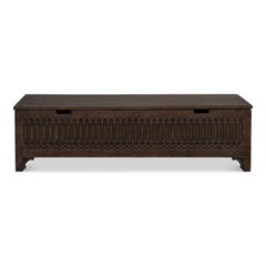 Anglo-Indian Hand-Carved Storage Trunk