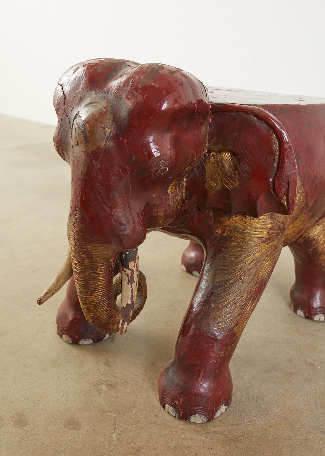 Anglo-Indian Hardwood Carved Elephant Stool 7