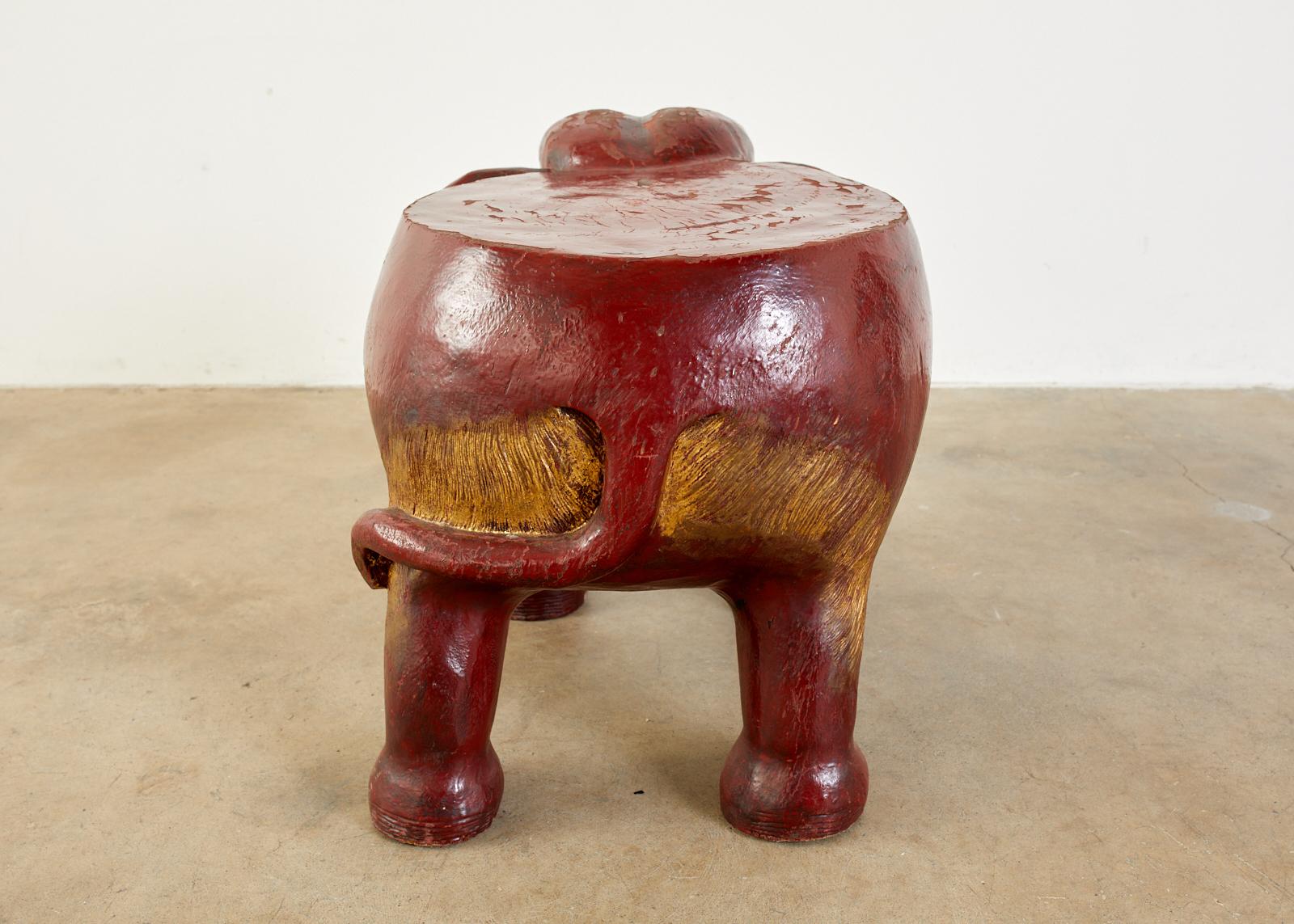 Anglo-Indian Hardwood Carved Elephant Stool 9