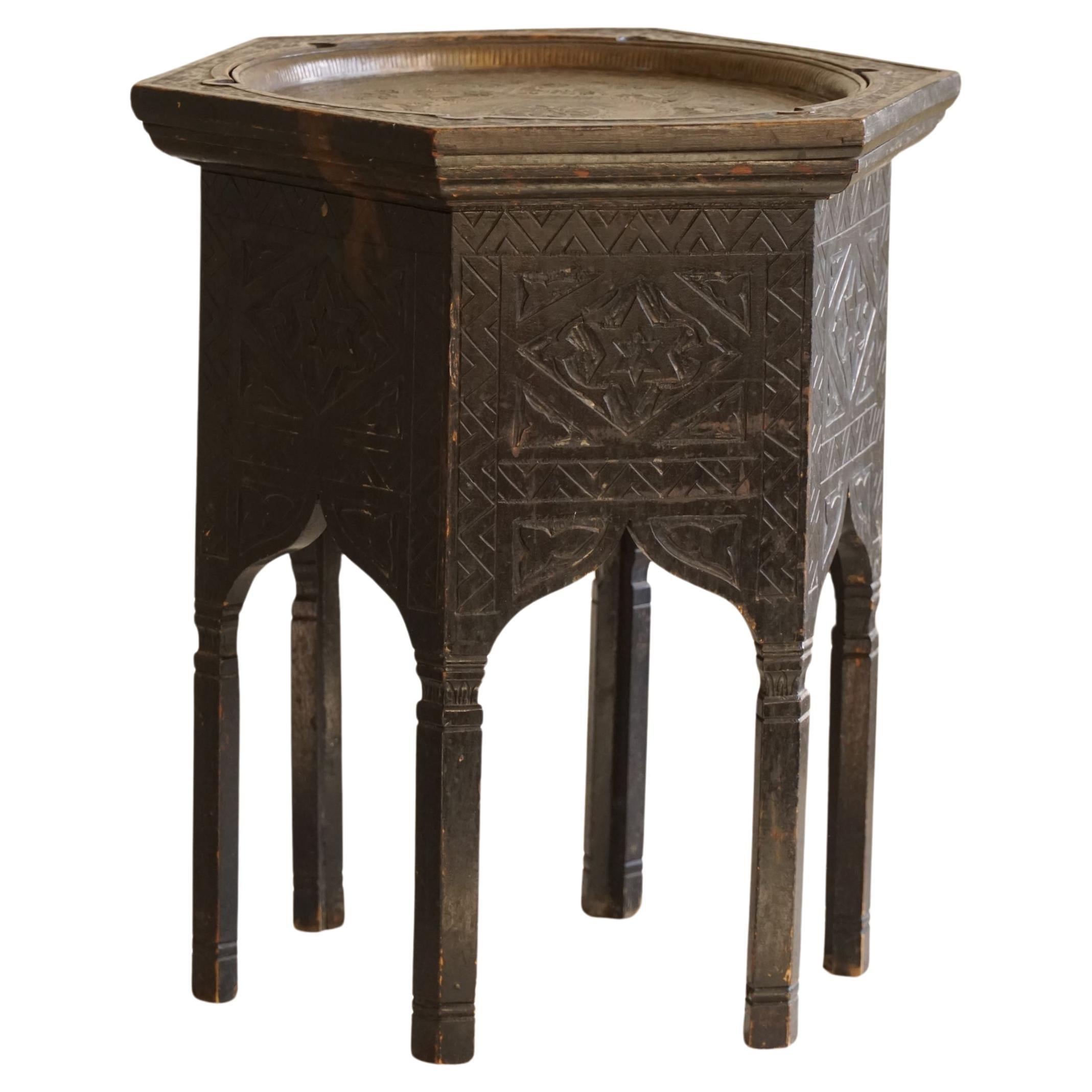 Anglo-Indian, Hardwood Side Table in Hexagon Shape, Late 19th Century For Sale