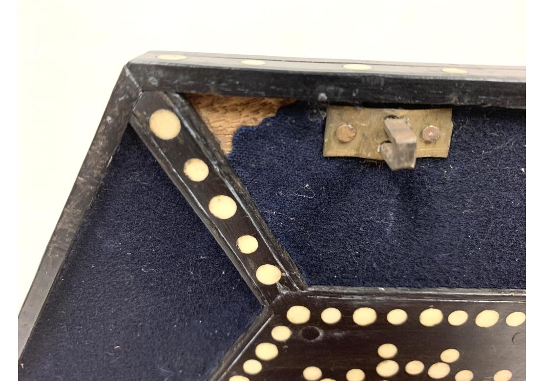 Anglo Indian Hexagonal Porcupine Quill & Bone Inlaid Box für die Wiederherstellung im Angebot 8
