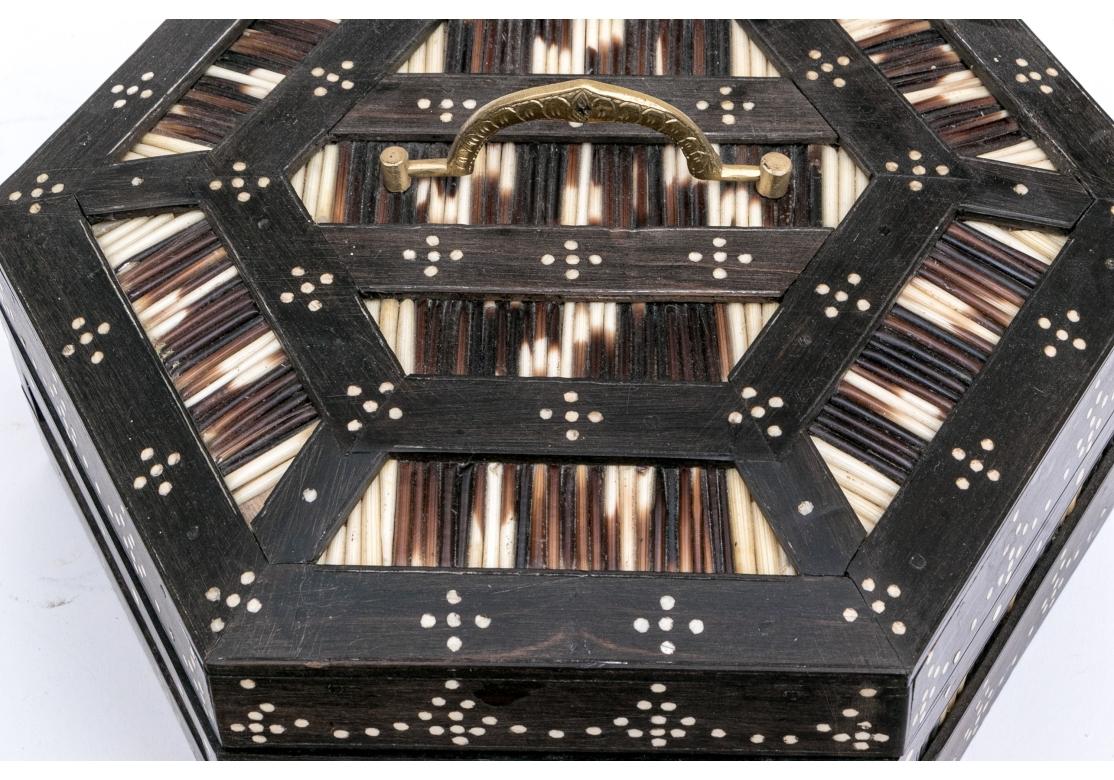 Asian Anglo-Indian Hexagonal Porcupine Quill Box