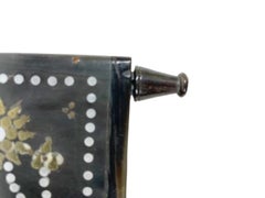 Anglo-Indian Horn Box with Inlaid Metal Floral Motifs Raised on Turned Feet