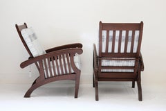 Pair of Anglo-Indian Reclining Chairs with Inlay Detail