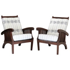 Pair of Anglo-Indian Reclining Chairs with Inlay Detail