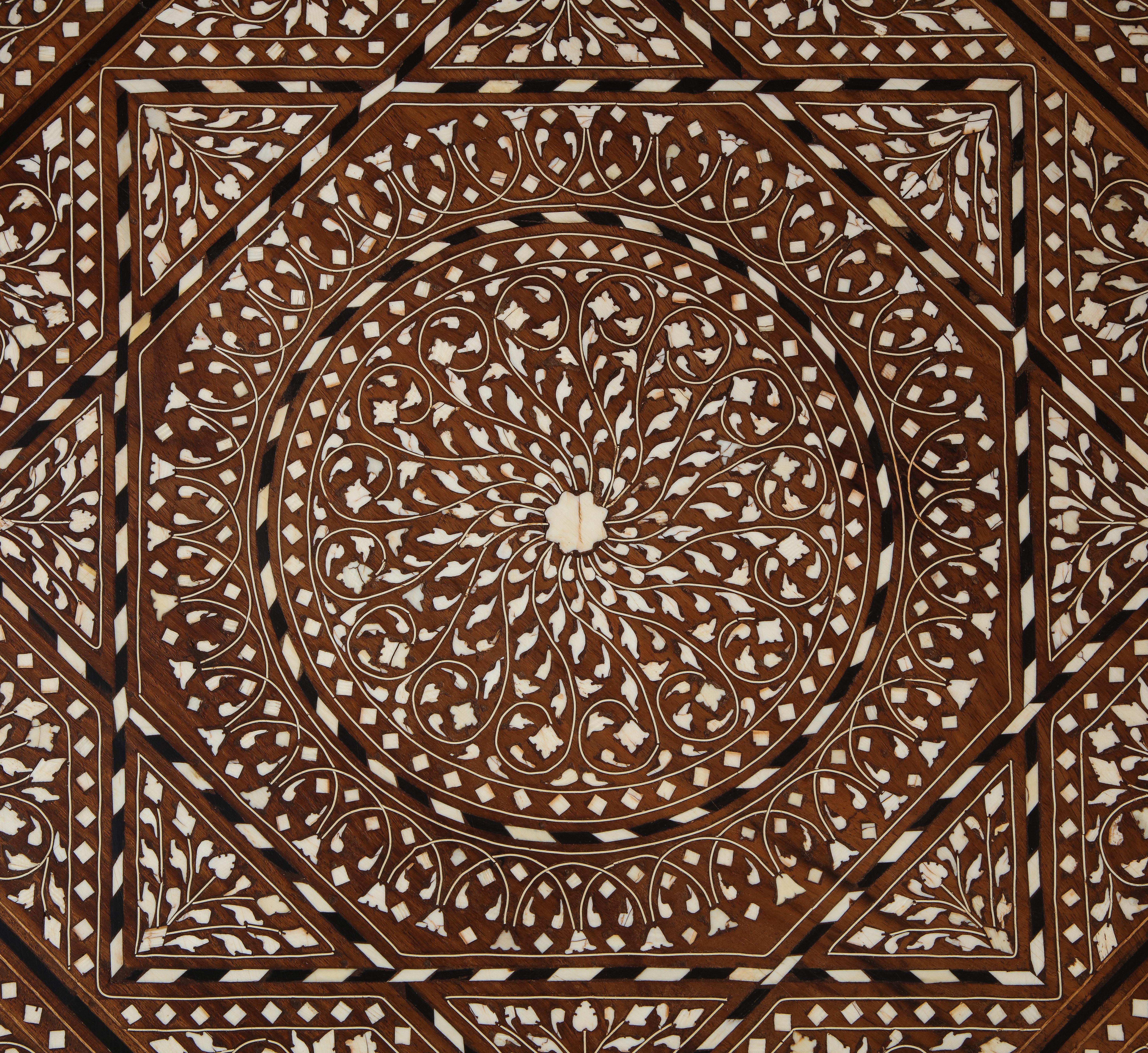 Anglo-Indian Inlaid Octagonal Folding Tea Table 1
