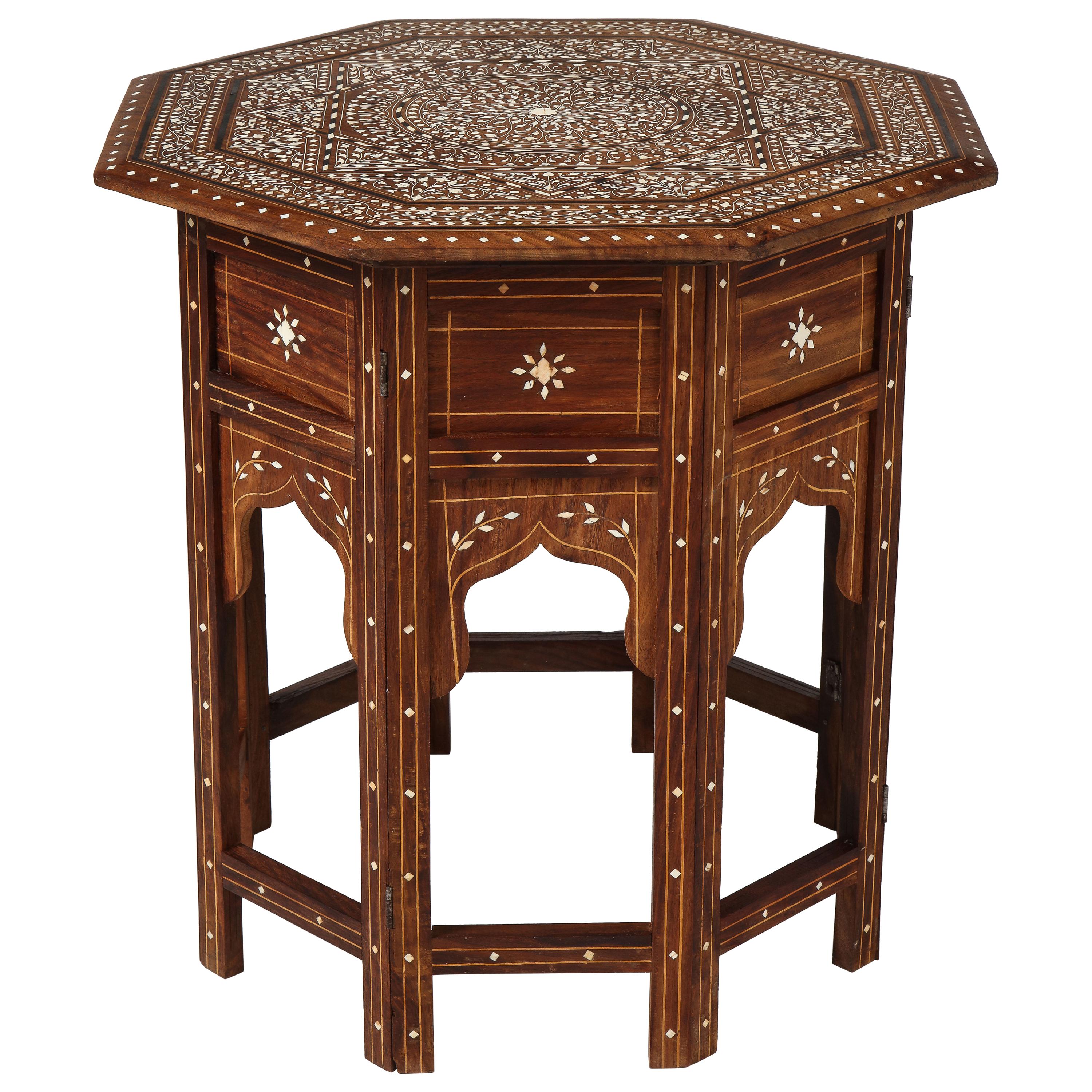Anglo-Indian Inlaid Octagonal Folding Tea Table