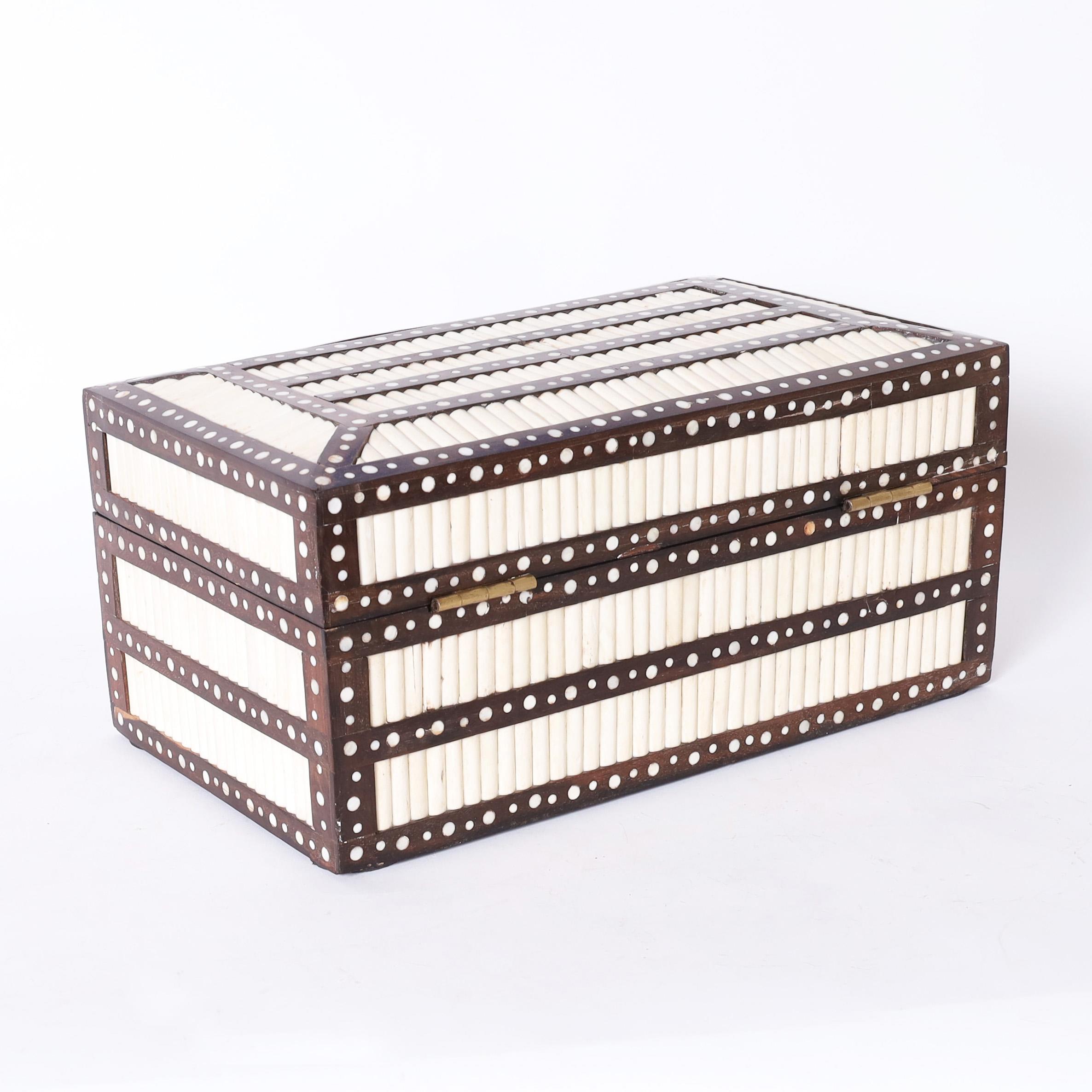 Hand-Crafted Anglo Indian Inlaid Quill Box For Sale